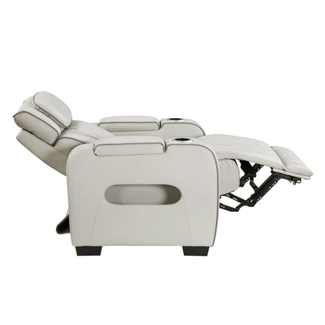 fairway power reclining chair taupe leather homelegance 9516TPE-2PWH side view fully opened