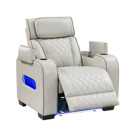 fairway power reclining chair taupe leather homelegance 9516TPE-2PWH led details