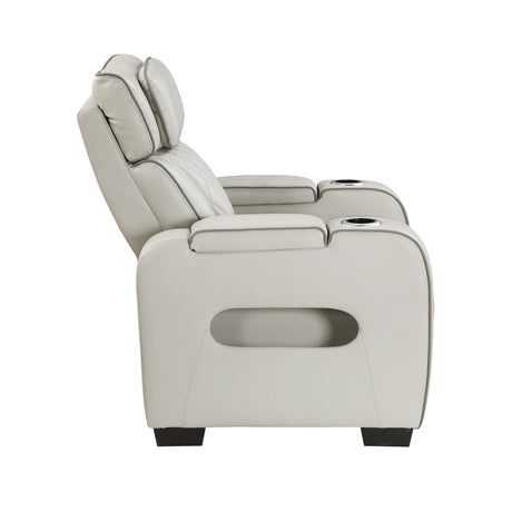 fairway power reclining chair taupe leather homelegance 9516TPE-2PWH side view closed