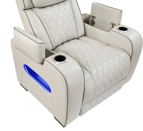fairway power reclining chair taupe leather homelegance 9516TPE-2PWH storage