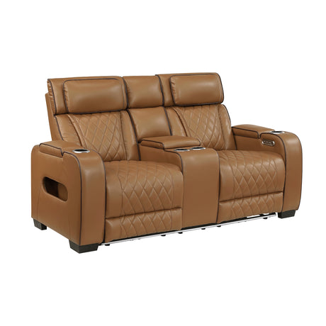 Fairway 3-Piece Power Reclining Sofa, Loveseat, and Chair Set in Brown Leather | Homelegance - sold by Home Elegance USA