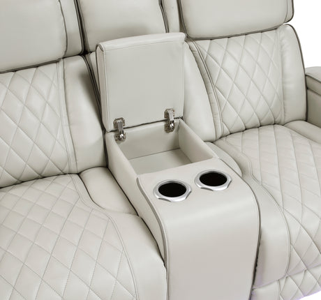 Fairway 2-Piece Power Reclining Sofa and Loveseat Set in Taupe Faux Leather | Homelegance - sold by Home Elegance USA