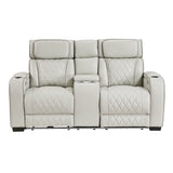 fairway power reclining loveseat taupe leather homelegance 9516TPE-2PWH front