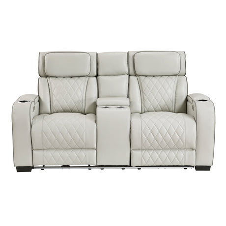 fairway power reclining loveseat taupe leather homelegance 9516TPE-2PWH front