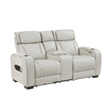 fairway power reclining loveseat taupe leather homelegance 9516TPE-2PWH side