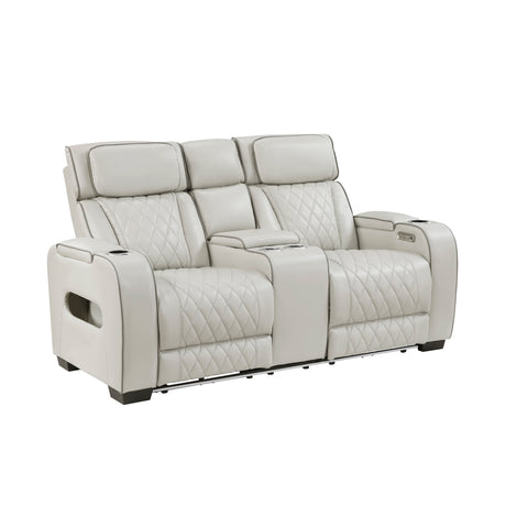 Fairway 2-Piece Power Reclining Sofa and Loveseat Set in Taupe Faux Leather | Homelegance - sold by Home Elegance USA