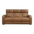 Fairway Power Double Reclining Sofa in Brown Faux Leather | Homelegance - sold by Home Elegance USA