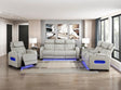 fairway 3-piece living room set in taupe leather homelegance room view