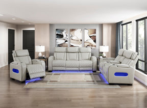 fairway 3-piece living room set in taupe leather homelegance room view