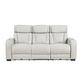 Fairway 2-Piece Power Reclining Sofa and Loveseat Set in Taupe Faux Leather | Homelegance - sold by Home Elegance USA