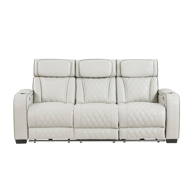 Homelegance Fairway Power Double Reclining Sofa in Taupe 9516TPE-3PWH front view