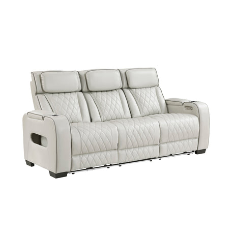 Fairway 2-Piece Power Reclining Sofa and Loveseat Set in Taupe Faux Leather | Homelegance - sold by Home Elegance USA