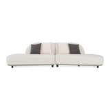 Falcone - Contemporary Off-White + Grey Bonded Leather Curved Sectional Sofa - View Image 1