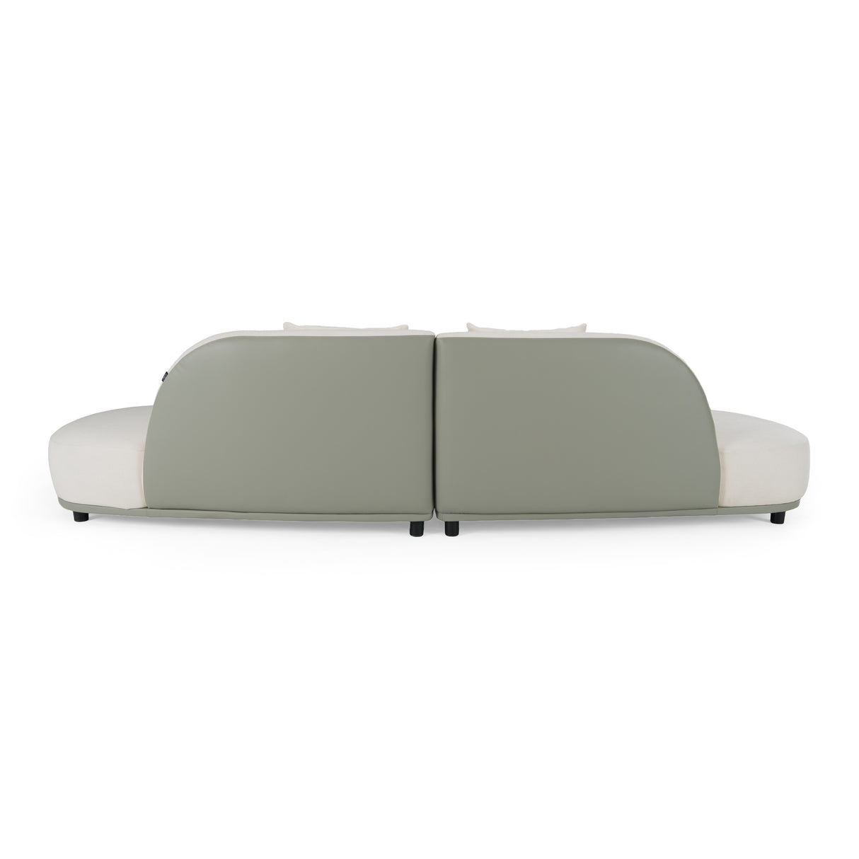 Falcone - Contemporary Off-White + Grey Bonded Leather Curved Sectional Sofa - View Image 1