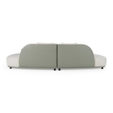 Falcone - Contemporary Off-White + Grey Bonded Leather Curved Sectional Sofa - View Image 1