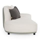 Falcone - Contemporary Off-White + Grey Bonded Leather Curved Sectional Sofa - View Image 1