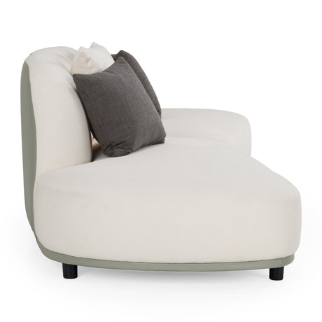 Falcone - Contemporary Off-White + Grey Bonded Leather Curved Sectional Sofa - View Image 1