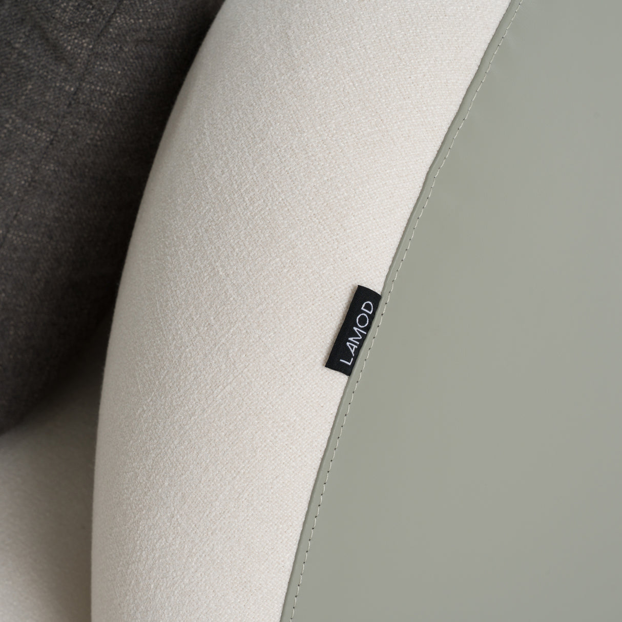 Falcone - Contemporary Off-White + Grey Bonded Leather Curved Sectional Sofa - View Image 1