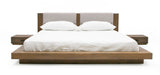 Queen Fantasia - Contemporary Walnut & Grey Bed with Two Nightstands - View Image 1