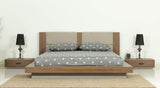 Eastern King Fantasia - Contemporary Walnut & Grey Bed with Two Nightstands - View Image 1