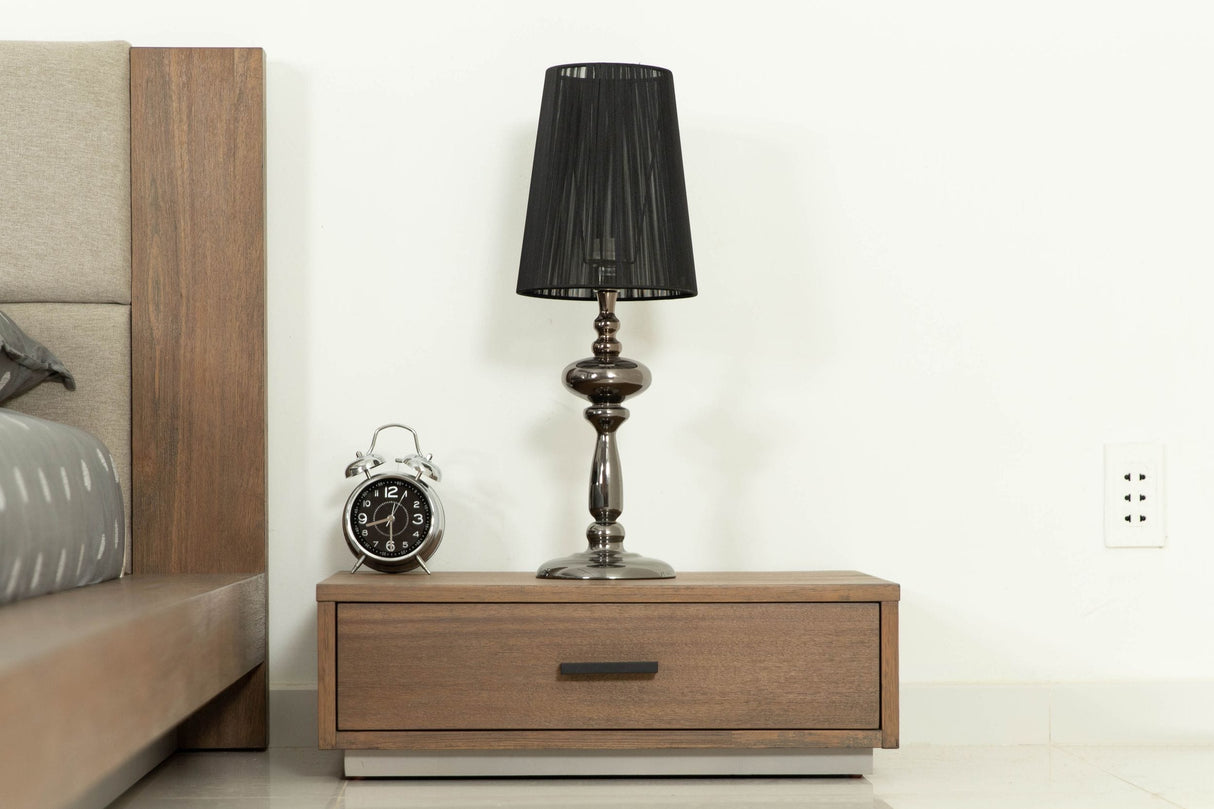 Eastern King Fantasia - Contemporary Walnut & Grey Bed with Two Nightstands - View Image 1