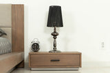 Eastern King Fantasia - Contemporary Walnut & Grey Bed with Two Nightstands - View Image 1