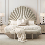 Fantosini Eastern King Fan Bed in Silver Leaf Finish | AICO by Michael Amini
