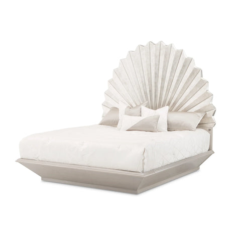 Fantosini Eastern King Bed - Fan Shaped in Silver Finish | AICO by Michael Amini - sold by Home Elegance USA