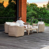 Sunset Outdoor Swivel Lounge Chair Oatmeal / Oyster White - Light Brown / White by Uttermost - View 7