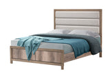 1pc Contemporary Full Size Bed Upholstered Headboard Channel Tufting Element Weathered Gray Finish Rustic