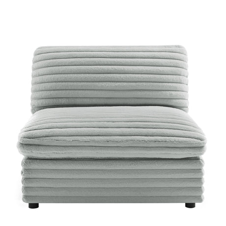 Jenny 5-Piece Sectional in Plush Polyester Cord-Like Fabric, Gray - sold by Home Elegance USA