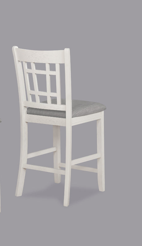 5Pc Counter Height Dining Set Finish Light Gray Upholstery Fabric Wooden Dining Room Furniture Chalk Gray - sold by Home Elegance USA