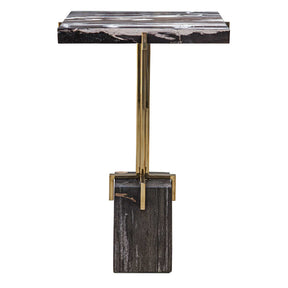 Rowman Petrified Wood Accent Table - Bronze / Dark Brown by Uttermost - View 1