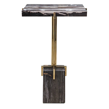 Rowman Petrified Wood Accent Table - Bronze / Dark Brown by Uttermost - View 1