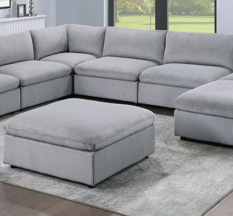 Dark Gray Color 8pc Modular Sectional Set Corduroy Upholstery Couch 3x Corner wedge 3x Armless Chairs 2x Ottomans Living Room Furniture - sold by Home Elegance USA