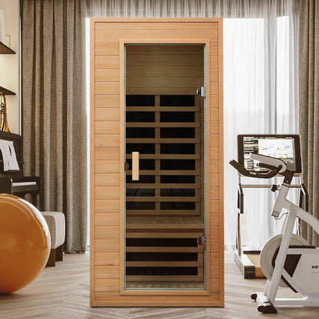 Hemlock One-Person Far Infrared Roof Embedded Sauna with Bluetooth & LED Lighting - sold by Home Elegance USA