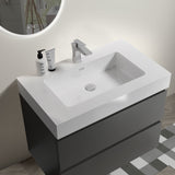 Alice 30" Gray Bathroom Vanity with Sink, Large Storage Wall Mounted Floating Bathroom Vanity for Modern Bathroom, One - Piece White Sink Basin without Drain and Faucet - W1865S00005 - Home Elegance USA - 2