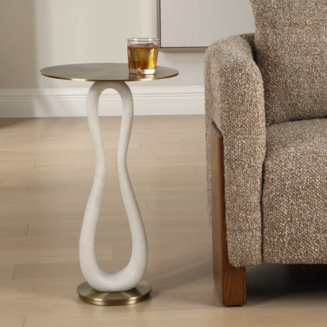 Sonia Modern Accent Table Brass - Gold / White by Uttermost - View 2