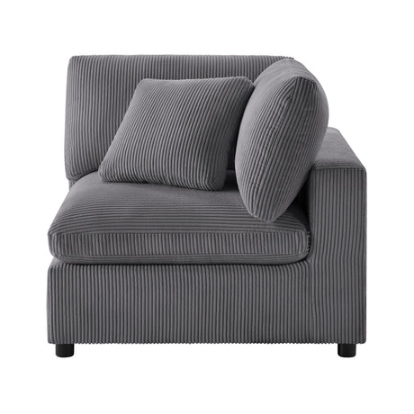Chelsea Modular 5-Piece Sectional in Charcoal with Plush Polyester Upholstery and Removable Wood Legs - sold by Home Elegance USA