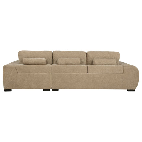 Plather Camel Upholstered Sectional Chaise Sofa - sold by Home Elegance USA