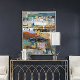 Fiesta Hand Painted Canvas - Blue / Orange by Uttermost - View 3