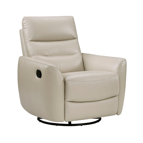 Luxurious Swivel Glider Reclining Chair 1pc Taupe Leather Upholstery Plush Comfort Living Room Furniture