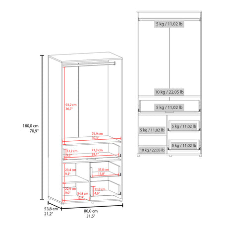 Armoire 70.90' H, 2 Doors, 3 Drawers, 2 Shelves, 6 Legs, Black Wengue - Bedroom - sold by Home Elegance USA