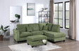 Gorgeous Sage Color 3pc Sectional Set Corduroy Upholstered LAF Sofa RAF Chaise Ottoman L-Sectional Living Room Furniture - sold by Home Elegance USA