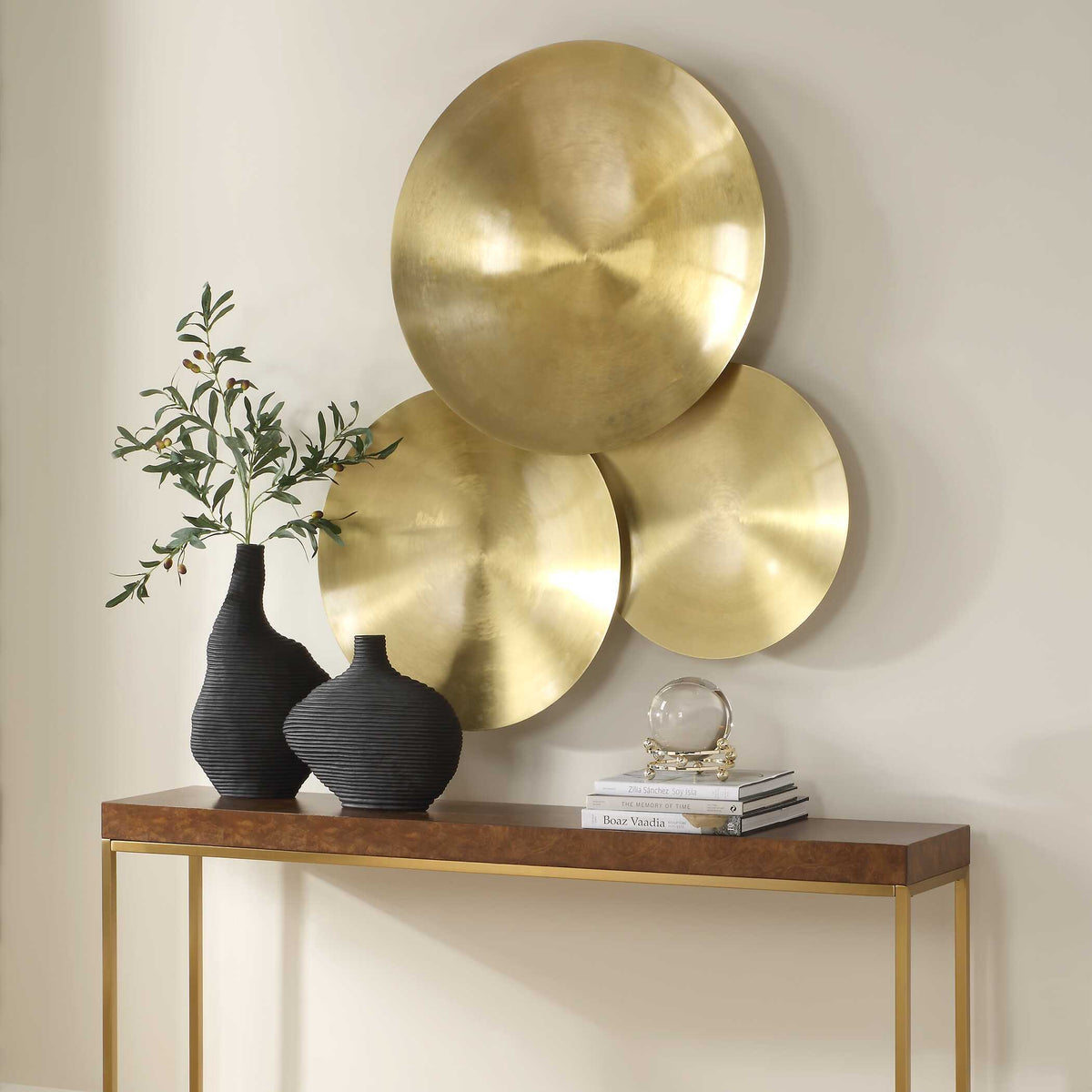 Cymbalic Round Brass Wall Art (Set of 3) Brass - Gold by Uttermost - View 3