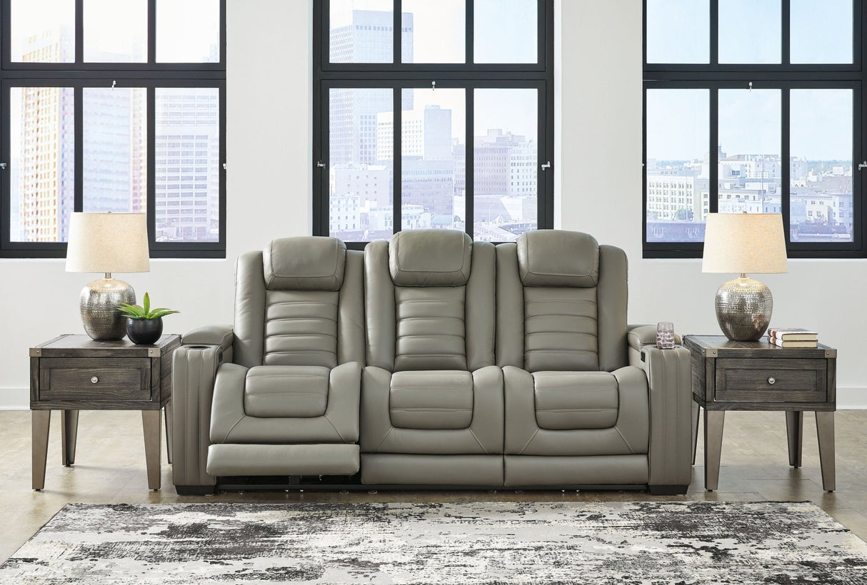 Backtrack - Gray - 3 Pc. - Power Reclining Sofa, Loveseat, Recliner | Ashley | Home Elegance USA