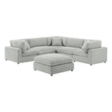 Jenny 6-Piece Modular Sectional in Ultra Plush Gray Polyester Cord-Like Fabric