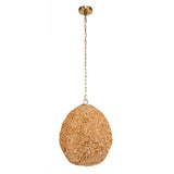 Kauri 1 Light Wooden Bead Pendant Brass / Woodtone - Light Brown by Uttermost - View 6