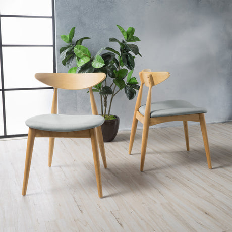 5-Piece Dining Set, 1 Table + 4 Chairs, Rubberwood Frame, Ergonomic Chairs & Faux Wood Table, Beige+Natural+White Oak - sold by Home Elegance USA