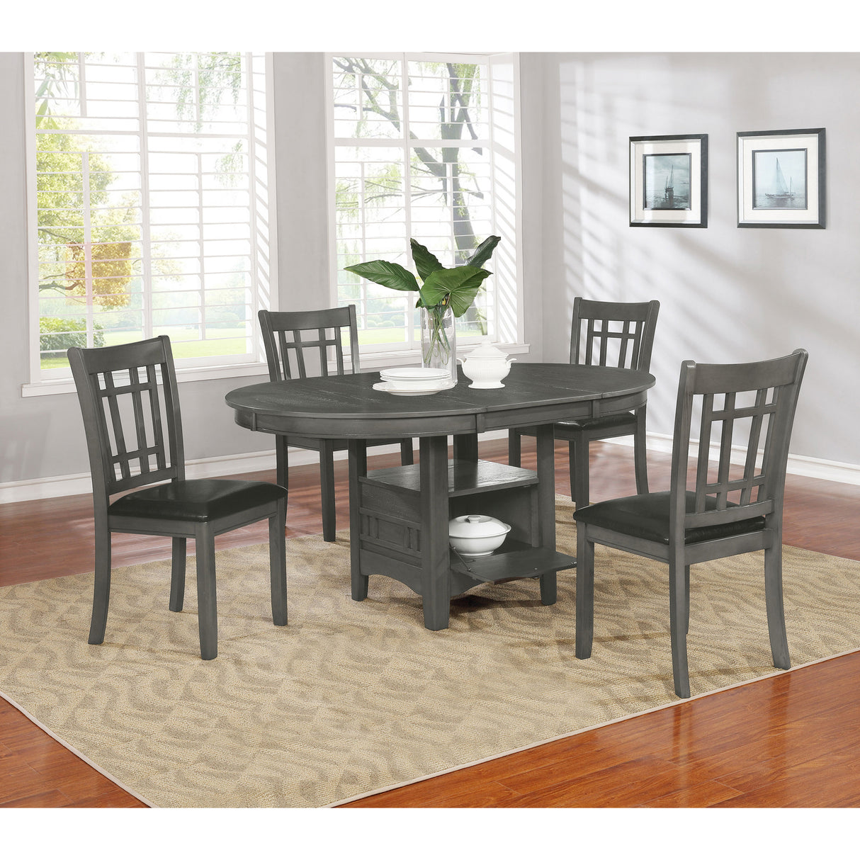 Ingall Medium Grey and Black 5-piece Dining Set